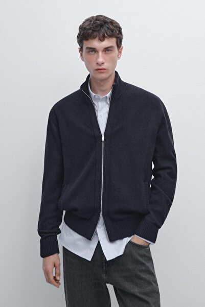 Massimo Dutti Fermuarlı yün karışımlı hırka