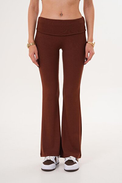 ŞİMAL Women's Waist Fold Detailed Spanish Leggings 255272 -