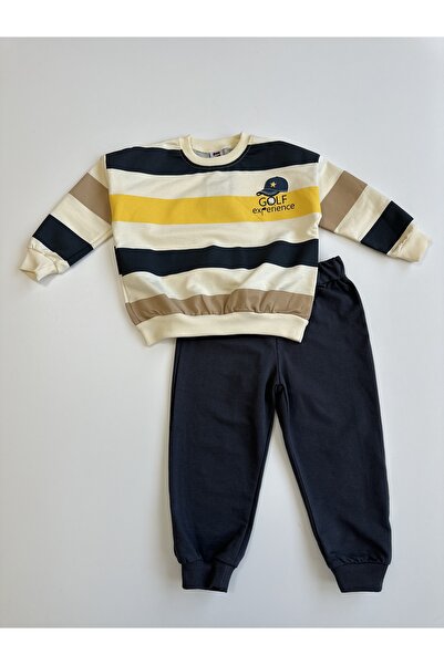 Bellamio Kids Colorful Striped Boys' Top and Bottom Set