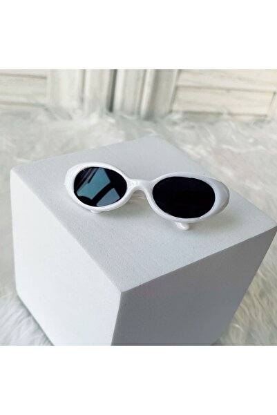 Choice نظارات شمسية بيضاوية بيضاء فقط - نظارات شمسية بيضاوية لدمى قطنية مقاس ...