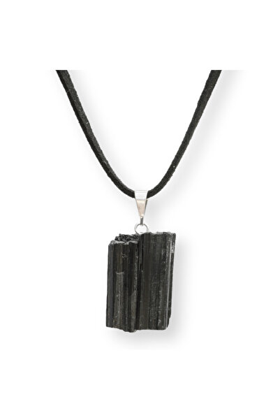 craftmystic Colier reglabil cu pandantiv din turmalină neagră 25-30mm