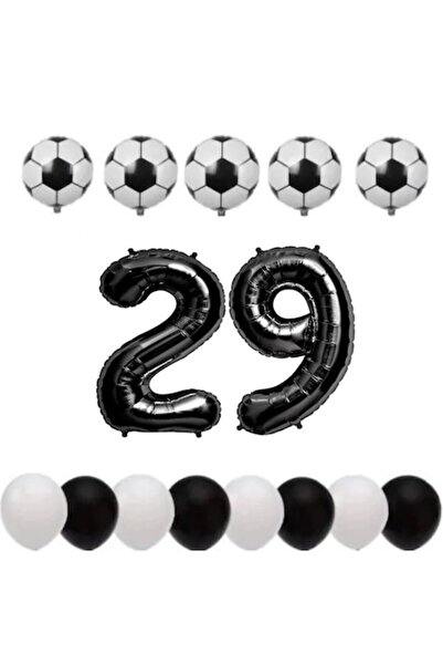 OEM Set de 15 baloane, aniversare 29, temă fotbal, număr folie 100 cm, folie ...