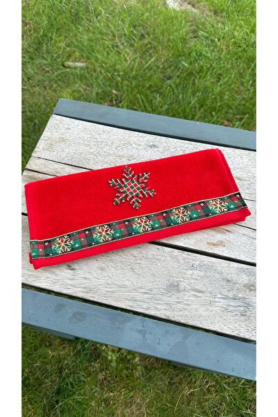 Fantastic Collection New Year's Collection Velvet Towel with Border and Emblem (30X50 cm) – Gift Wrapped – Handmade Special