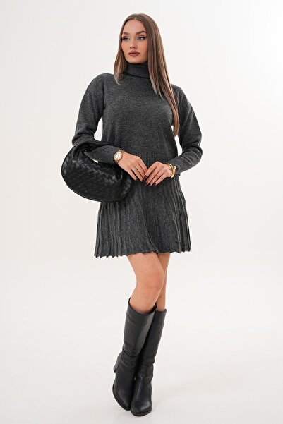 ŞİMAL Women's Turtleneck Skirted Knitwear Set 255173 -