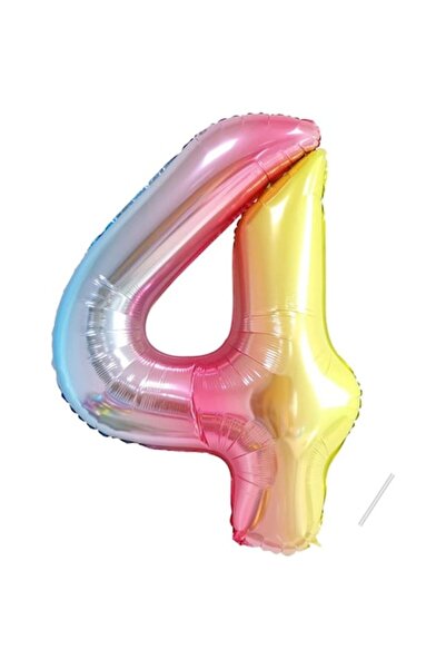 Danex Gradient Metallic Foil Balloon, Number Figure, Birthday Theme 100 cm - Number 4