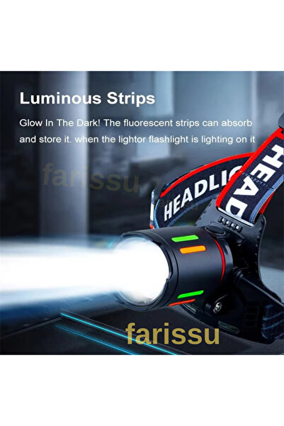 farissu Alaska Profesyonel 30W Lazer LED Şarjlı Kafa Lambası | 1 KM Menzil | Zoom + Powerbank Özellikli