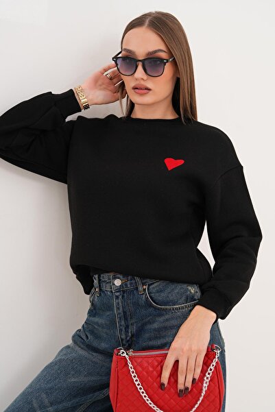 ŞİMAL Дамска блуза с бродерия на сърце и три нишки 255008 -