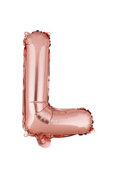 Danex Balon folie metalică Litera L, 40 cm, auriu roz, heliu sau aer, pai inclus
