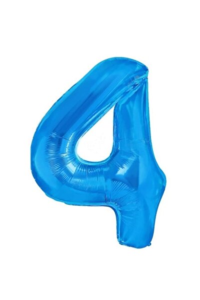 Danex Foil Balloon Number 4, 100 cm, Blue, Individual Pack, Straw Included