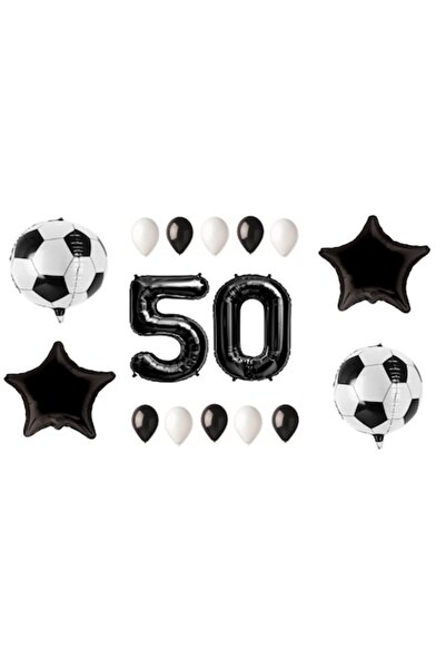 OEM Set de 16 baloane - aniversare de 50 de ani, temă fotbal, numere folie 10...