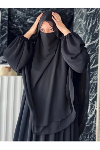 Mihrisina collection Shaded Souffle Hijab Khimar Modesty Wear Navy Blue Color