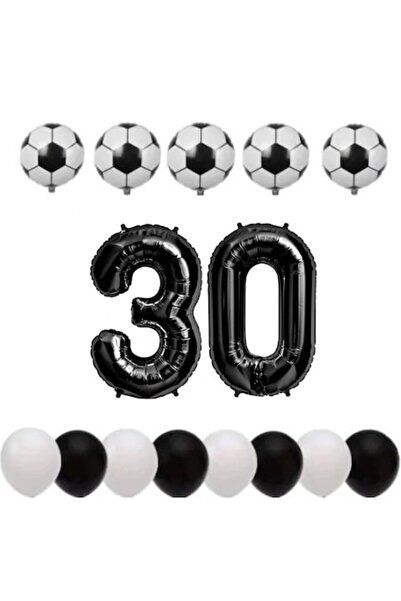 OEM Set de 15 baloane ESB - Temă fotbal aniversară de 30 de ani (100 cm folie...
