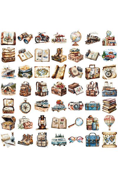 Choice 50 قطعة من ملصقات السفر العتيقة، رسوم كرتونية إبداعية، ديكورات يدوية، ...