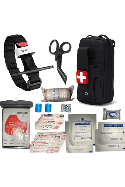 Choice مجموعة أدوات البقاء على قيد الحياة من IFAK باللون الأسود، 23 قطعة، حقي...