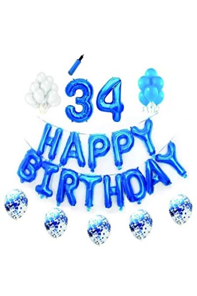 Domi Party & Gifts Set baloane Happy Birthday , 34 ani, albastru