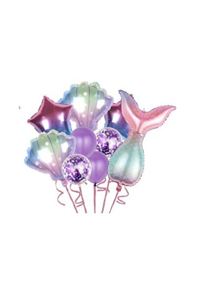 Danex Set de 9 baloane de ziua de naștere pentru fetiță — Temă sirenă, 5 foli...