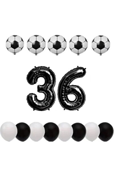 OEM Set de 15 baloane, ESB, aniversare 36, temă fotbal, număr folie 100 cm, f...
