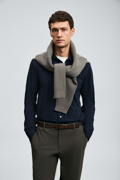 Lufian 112010668 Ανδρικό πουκάμισο Carl Basic πουκάμισο κανονικής εφαρμογής Ανδρικό πουκάμισο ΣΚΟΥΡΟ ΜΠΛΕ