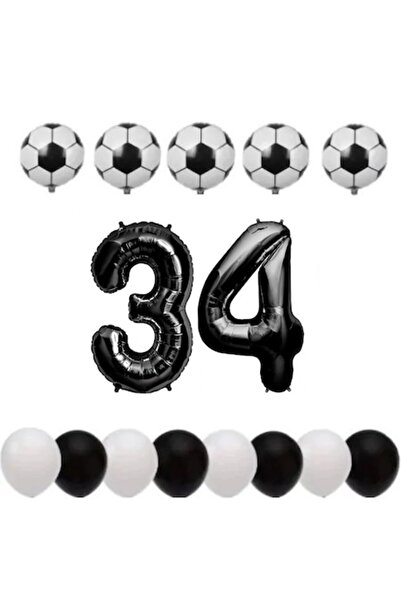 OEM Set de 15 baloane ESB - Temă fotbal pentru a 34-a aniversare, număr folie...