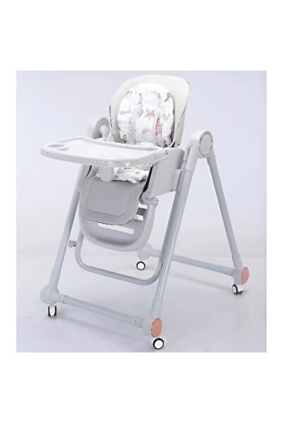 Danex Baby High Chair with Removable Tray & Cover, Adjustable Height, Reclining Back, Safety Harness, Gray