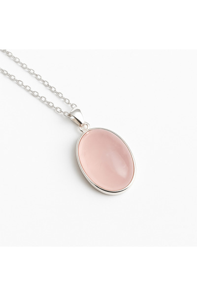 craftmystic Colier cu argint sterling și cuarț oval roz - Vindecare emoțională