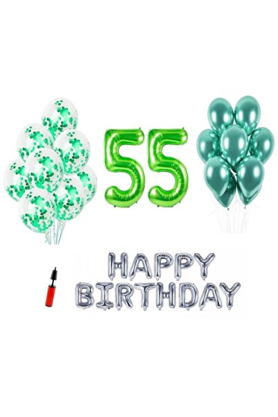 Domi Party & Gifts Set 33 baloane , Happy Birthday aniversare 55 ani, cifre foli