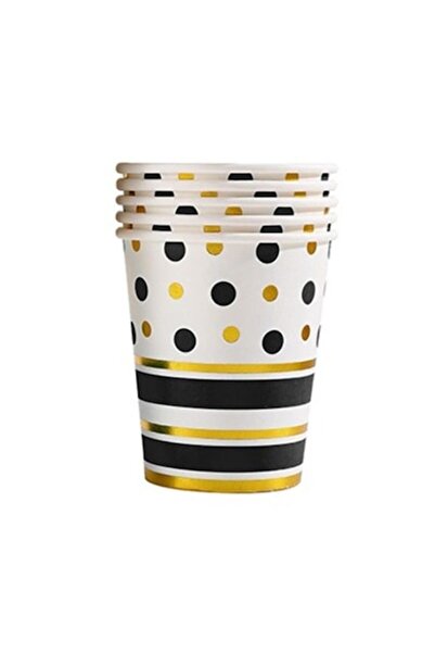 DAMUR Set of 10 Glasses, Polka Dot and Stripe Print, Cardboard, 250 ml, 7.5 x...
