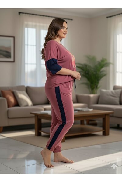 FAMESTEKSTİL Women's Pink Tracksuit Set