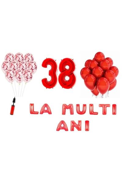 OEM Set de 33 de baloane, La mulți ani, aniversare 38 de ani, numere folie 10...