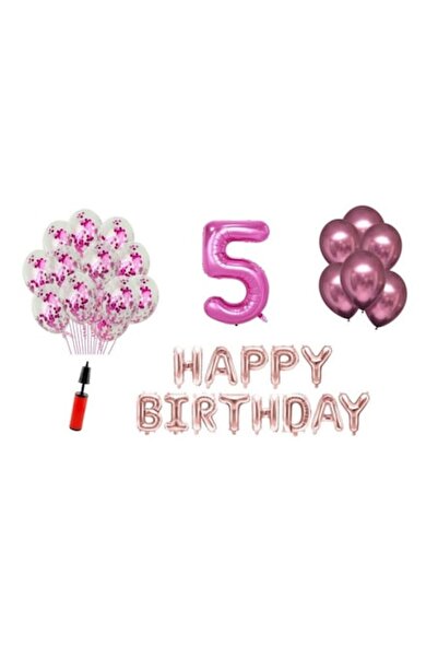 Domi Party & Gifts Set 32 baloane , Happy Birthday aniversare 5 ani, cifra fo...