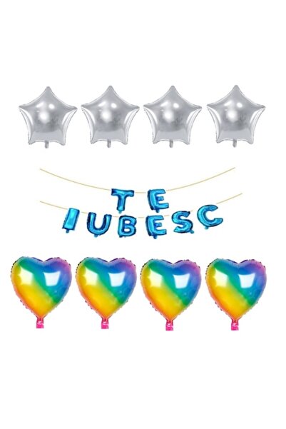 Domi Party & Gifts Set de 16 baloane folie I LOVE YOU albastre , inimioare cu...