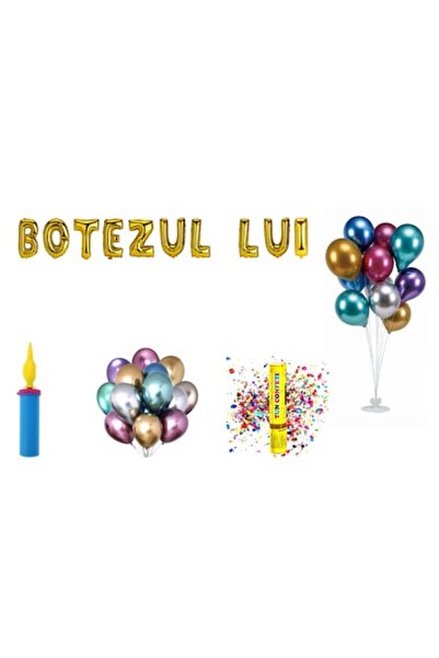 OEM Set baloane „Botezul Său”, decor tort, 71 buc, auriu