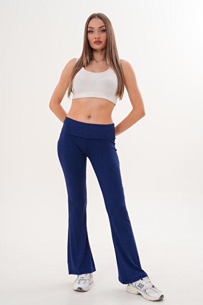 ŞİMAL Women's Waist Fold Detailed Spanish Leggings 255272 -