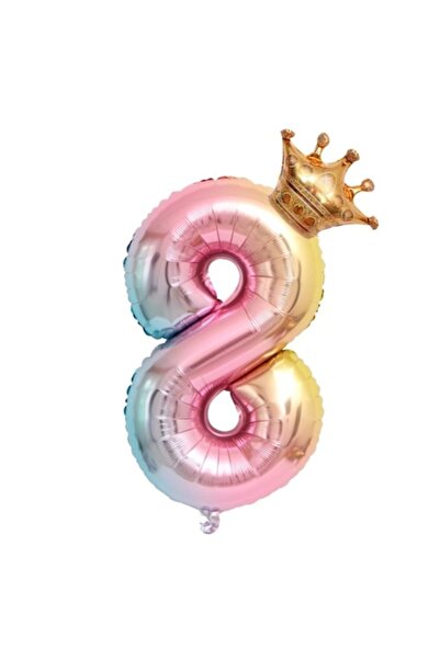 Danex Metallic Foil Balloon - Number 8 Gradient, 80 cm, Anniversary Theme