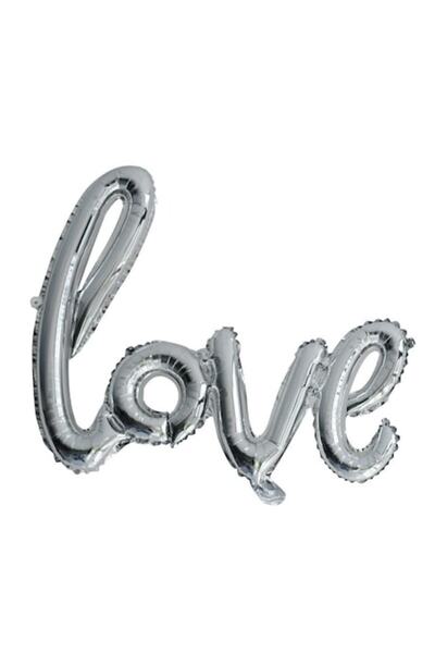 Danex Metallic Foil Balloon Set 'Love' Handwritten, 102x65 cm, Silver