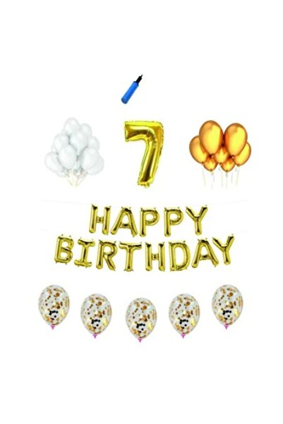 Domi Party & Gifts Set baloane Happy Birthday , 7 ani, auriu, 40 piese,