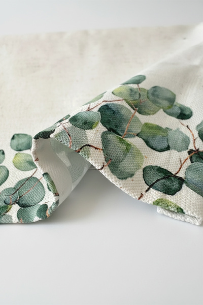 Cango Home Green Cream Eucalyptus Patterned Digital Printed Oven Cover Cgh1102-F