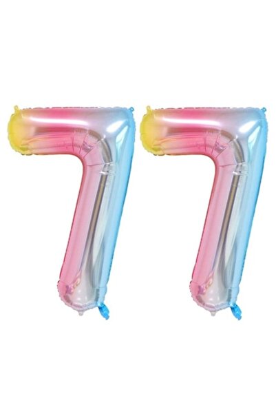 Domi Party & Gifts Set of 2 foil balloons, Rainbow, 77th birthday, 100 cm