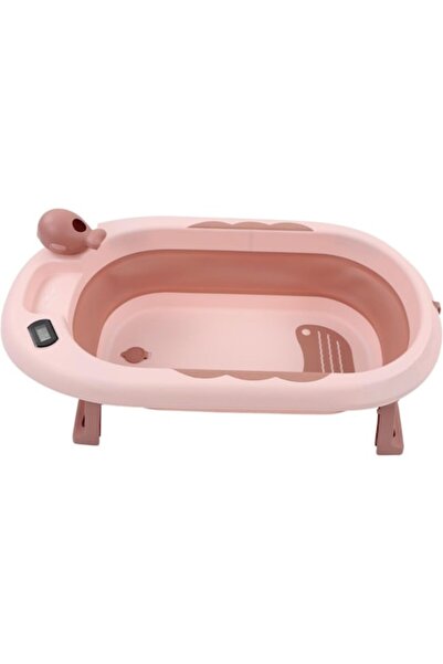 LEIBOO Cadă de baie cu termometru și pernă de susținere incluse, pliabilă, plastic, 82 cm x 49 cm x 22