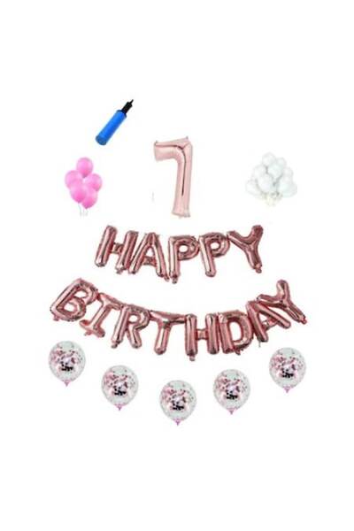 Domi Party & Gifts Set baloane Happy Birthday , 7 ani, rose gold,