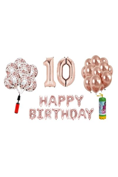 Domi Party & Gifts Set 37 baloane, Happy Birthday aniversare 10 ani, cifre fo...