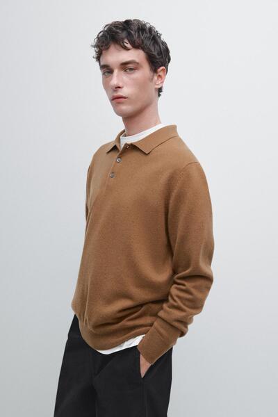 Massimo Dutti Yün karışımlı triko polo yaka kazak