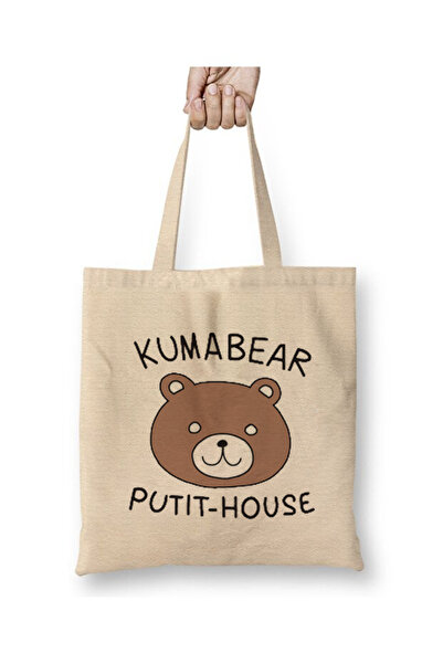 Toyaso Kuma Kuma Kuma Bear Біла тканинна сумка з довгими ручками Сумка для покупок Сумка для пляжу