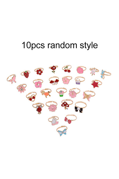 Choice1 10PCS random 10/20PCS Girls Adjustable Rings Cute Children Pretend Pl...