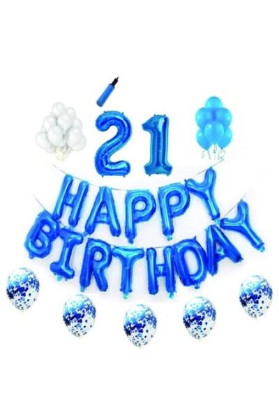 Domi Party & Gifts Set baloane Happy Birthday , 21 ani, albastru
