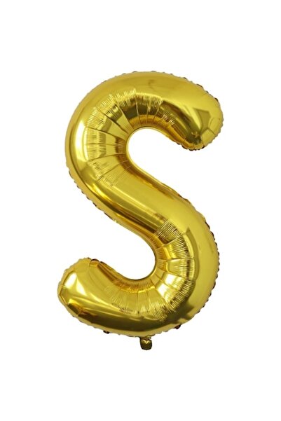 Danex Metallic Foil Balloon Letter S, 40 cm, Helium or Air, Individual Pack, Straw Included, Gold