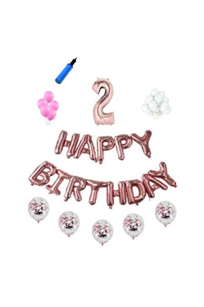 Domi Party & Gifts Set baloane Happy Birthday , 2 ani, rose gold, 40 piese,