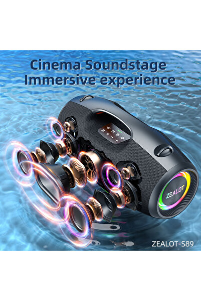 zealot S89 250W Bluetooth Speaker, IPX6 Waterproof, 48000mAh Battery, and RGB Lighting