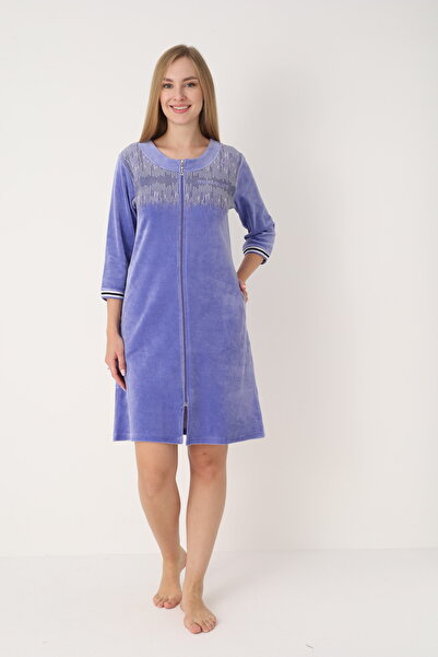 ROMEO LİFE Γυναικείο χειμερινό κοστούμι από βαμβακερό βελούδο με φερμουάρ 3629