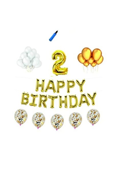 Domi Party & Gifts Set baloane Happy Birthday , 2 ani, auriu, 40 piese,